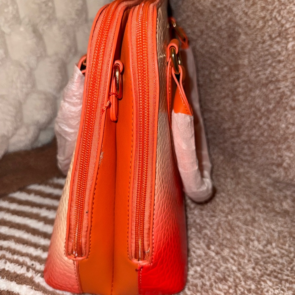 Glamor sunset-colored, alligator-skin textured satchel w/ crossbody strap- NWT - Picture 3 of 12